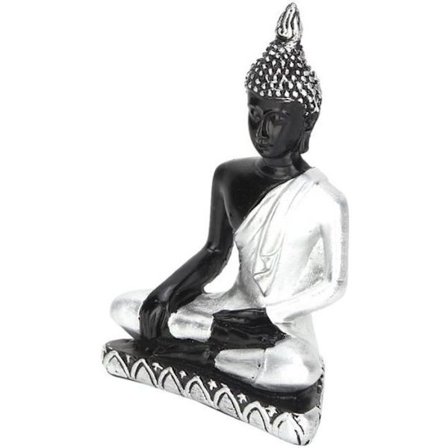 HURRISE Zen Garden Buddha Sandbord Tillbehör Resin Buddha Staty Sydostasien Ornament (silver)