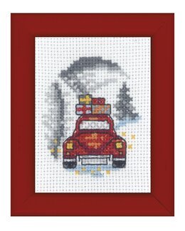 Broderikit Tavla Röd bil - Permin