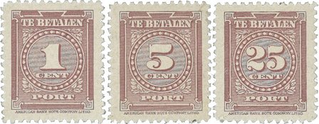 Suriname 1945 - NVPH P33/35 - Ubrugt