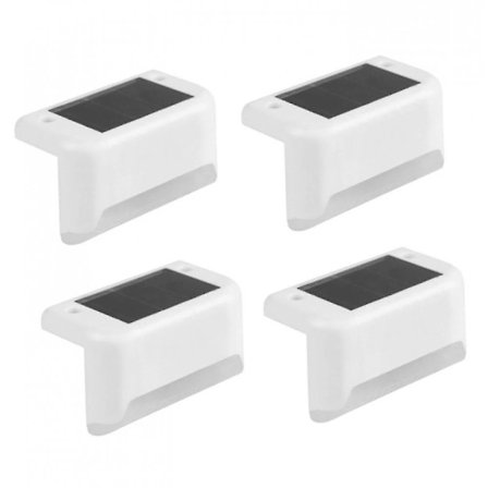 Solar Step Lights 4-pack, LED vattentät solar trappstaket ljus (vitt skal - varmt ljus)