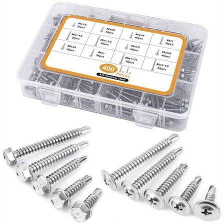 400 stk selvborende skruer sekskantskruer selvborende skruer