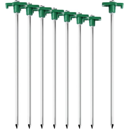 8X Stålteltstenger - Lange holdbare stenger med plastfeste for