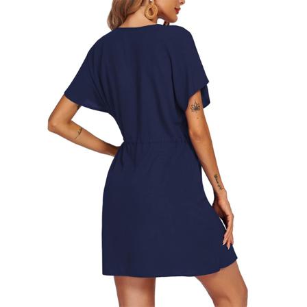 Dam V-hals Klänningar Dam Strandkjol Casual Damer Solid