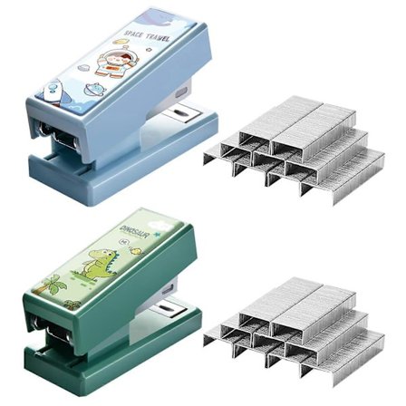 Mini Heftfrie Skrivebordsstiftere, 2 stk. Bærbare Søte Mini Stiftere Barnestifter Små Manuelle Stiftere for Kontorskole