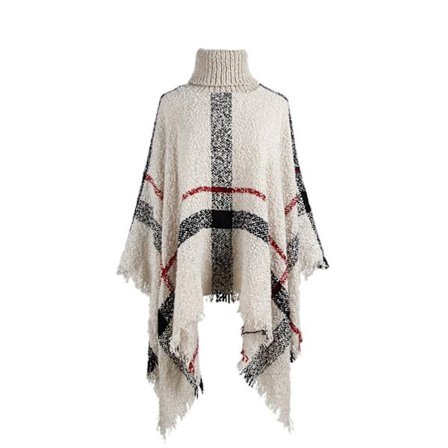 Poncho för kvinnor, vinter, turtleneck, elegant (1-del)