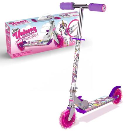 Skootteri hehkuvilla renkailla / Unicorn - Skootteri lapsille Pink