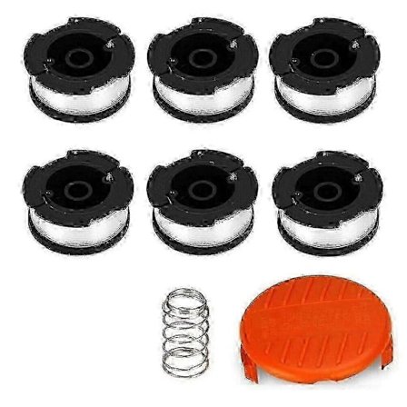 6x Spolar & Spollock För Black Decker Grästrimmer Trimmer Trådspole