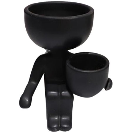 Humanoide keramisk blomsterpotteportrett Vase Fleshy Blomsterpotte Blomsteroppsats Vase Hjemmedekorasjon-Svart-1