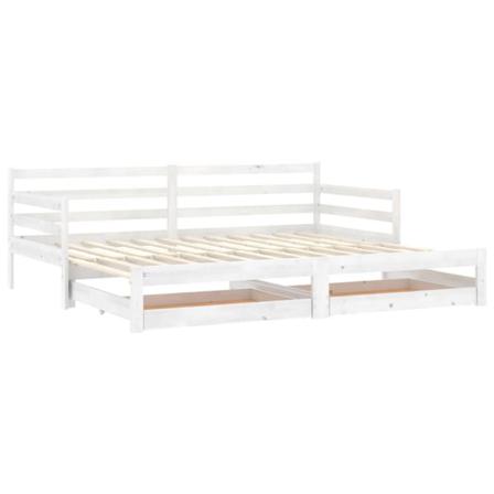 Vidaxl Dagbädd Utdragbar 2x(90x200) Cm Vit Massiv Furu Vit