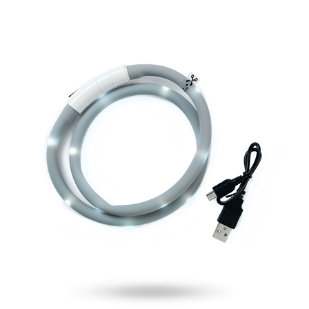 Dogman Blinkhalsband LED Grå - Säkerhetslampor & reflxer till hundar- För stora hundar