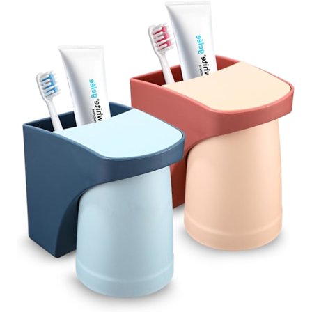 Pakke Tandbørsteholder Uden Boring, Tandbørsteholder Uden Boring, Tandbørsteholder med Magnetisk Kop, Elektrisk To