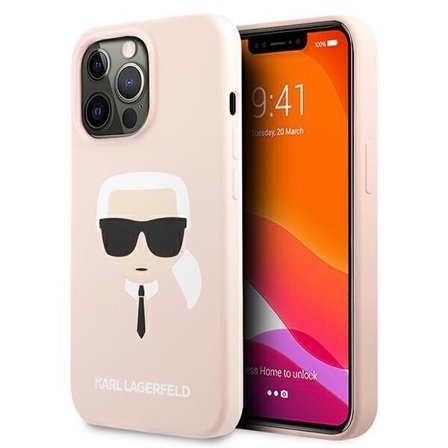 Karl Lagerfeld Silikoni Karl`s Head Case for iPhone 13 Pro / 13 6.1" - vaaleanpunainen