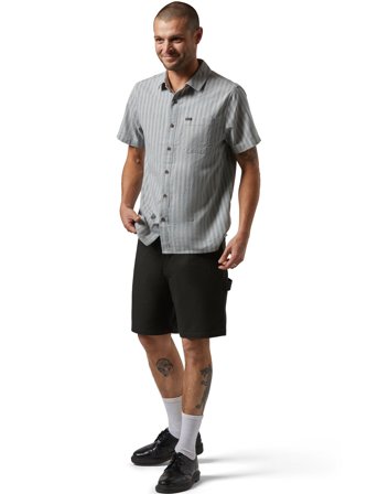 Brixton Cru Oxford Stripe S/S Wvn - Grey - S