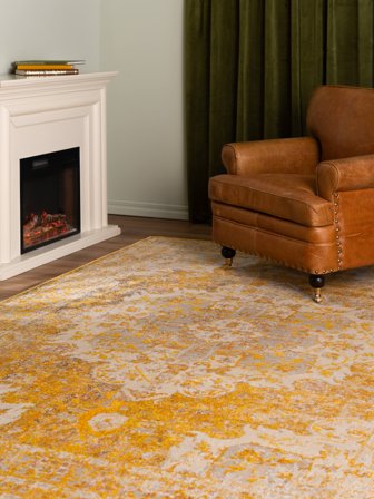 Vintage Medaljong Nadia Matta - Gul 200X300 I Klassisk Stil