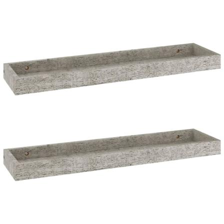 Vidaxl Vägghyllor Med Kant 2 St Betonggrå 60x15x4 Cm Mdf Grå