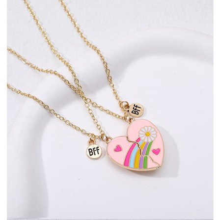 925 sterlingsølv halskæde, unisex, halvt hjerte vedhæng, hjerteformet halskæde til par, bedste ven halskæde.