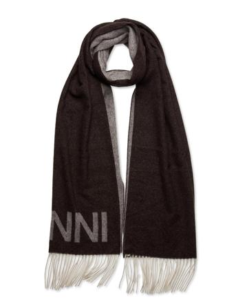 Wool Mix Fringed Scarf Accessories Scarves Winter Scarves Brun Ganni