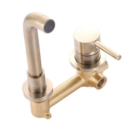 1 Set Koppar Badrum Handfat Kran, Väggmonterad Borstad