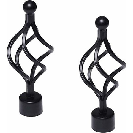 1 st metallgardinstångsändar svarta vintage dekorativa ändar för 28 mm diameter gardinstång hemfönsterdekoration (vridbur)