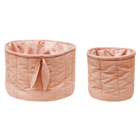 LORENA CANALS Set Med Två Quiltade Korgar Bambu Förvaring Unisex Rosa