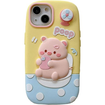 Sött 3D Kawaii Kanin Mobilskal för iPhone 14 Pro Max, Mjukt Silikon Gel Skyddsskal med Gröna Solglasögon[YDE]