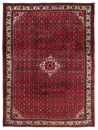 Anudada A Mano Hosseinabad Alfombra 270X365 De Lana Rojo Oscuro/Negro Grande