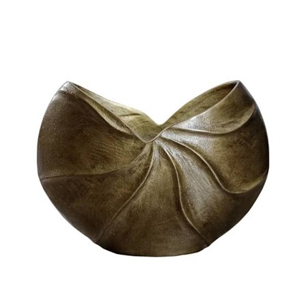 Guldfarvet aluminiumsvase, 38x13x28cm, antik finish