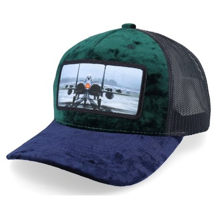 Calza Pennello - Vert trucker Casquette - Epa Jet Fighter Velvet Green/Navy/Black A-Frame Trucker @ Hatstore