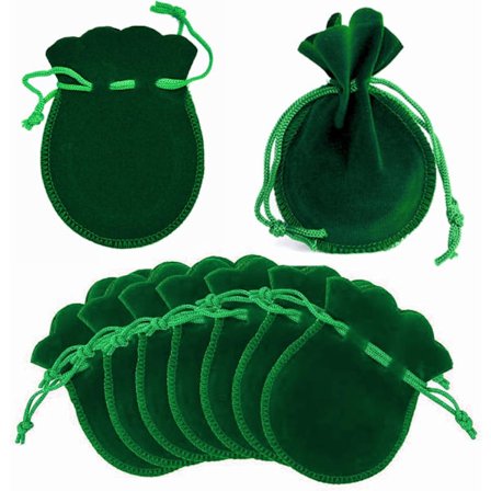 20 stykker fløyelsvesker, små smykkevesker, fløyels-snørevesker, gavepose, DIY godteposer, gaveposer til bryllup, gave, smykker, jul (grønn,