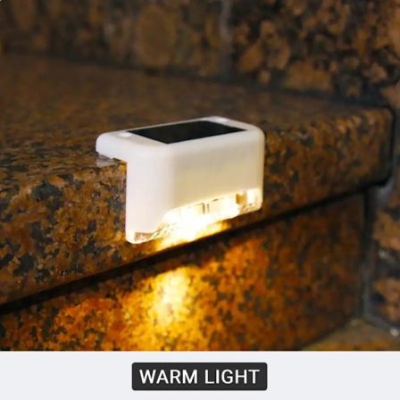 LED Solcells Trappstegslampa Patio Varmvit Trappbelysning Vattentät Trädgård Gräsmatta Dekoration Utomhus Balkonglampa Stigen Belysning för Staket