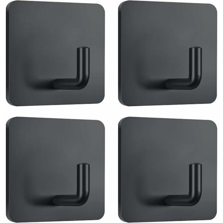 Självhäftande handdukskrokar, för att hänga morgonrockar, rockar, väggkrokar, rostfritt stål, 4-pack (svart)