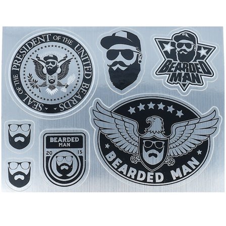 Bearded Man - Nero Accessorio - Bearded Man Black/Silver Sticker Sheet @ Hatstore