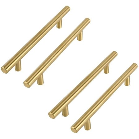 Børstet messing møbelgreb 160mm sæt med 4 gyldne greb
