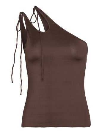 Monki Asymmetric Tie Jersey Tank Top - Brown - XXS