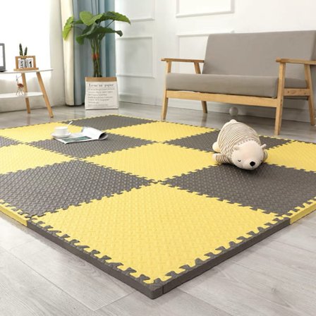 Skum Legemåtte - Børns Bløde Eva Puslespilmåtte, Sammenlåsende Børns Legemåtte Gulv Måtte Skum, 16-Pakke. 30*30*1.0 (16 stykker)gul kaffe