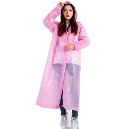 Lett EVA Regnfrakk for Voksne, Transparent med Hette, Unisex Rosa