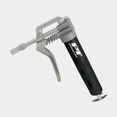 Performance Tools Fettspruta med pistolgrepp i robust metall för effektiv smörjning av maskiner, svart och silver finish