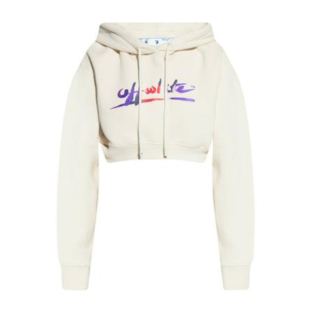Off White Cropped hoodie with logo inbo, Dame