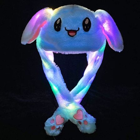 Kaninhatt Öron Rörlig Hoppande Hatt Plysch Kaninhatt Söt Mössa Med Tassar För Kvinnor Flickor (FMY)