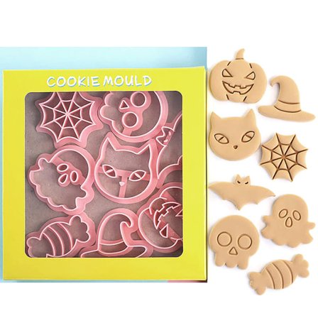 8 stk Halloween Kakeverktøy Cookie Cutter Mønster Biscuit Fondant