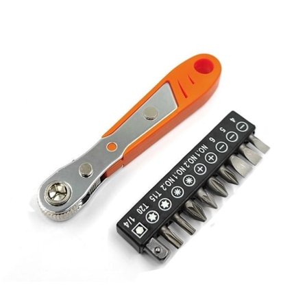 Räikkäruuvimeisseli + 10 kpl:n bitsisarja