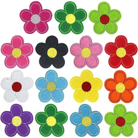 Sæt med 20 solsikke blomst broderede strygemærker