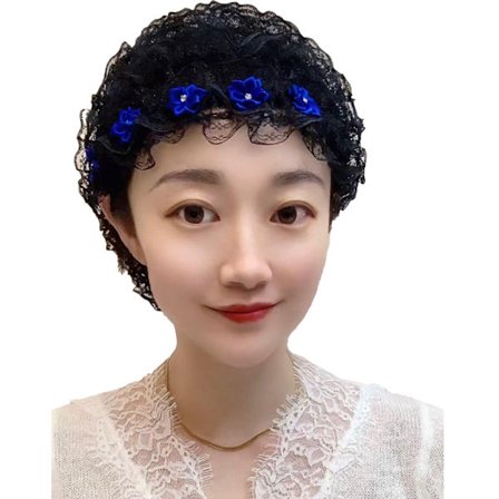 Kvinde Blonder Hovedbeklædning Stilfuld Elegant 5 Blomster Åndbar Letvægts Kvinde Blonder Hovedbeklædning Hat til Fest Daglig Sort Hat 5 Blomster