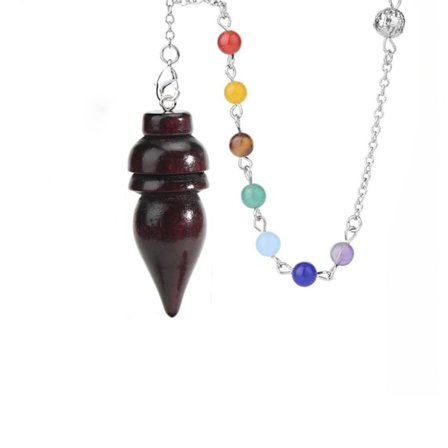Naturligt træ pendel Reiki pendel vedhæng E-7 CHAKRA KÆDE