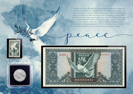 Ungarn, Frankrig og Vatikanstaten - Fred - 1 mønt, 1 seddel og 1 frimærke