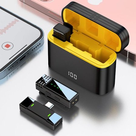 Trådløs lavalier-mikrofon - 2 mikrofoner med USB-C-modtager og