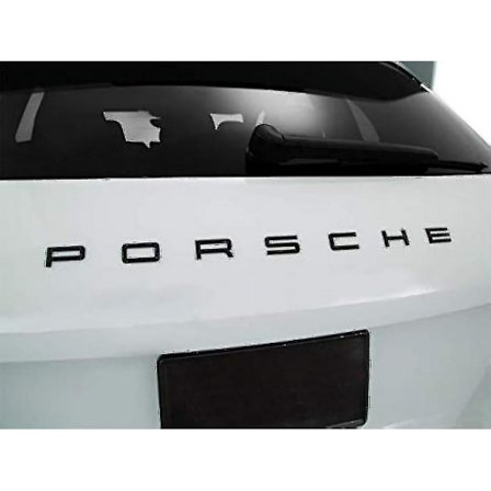 Blank Porsche-skrift bakluke-emblem i blank svart for 911 Carrera Cayenne Turbo Gt3