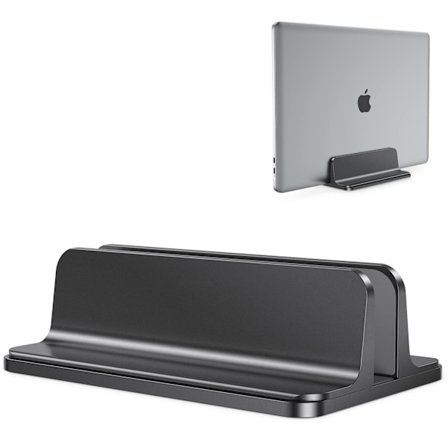 Vertikal Laptop Stativ Justerbar, Aluminium MacBook Stativ Svart