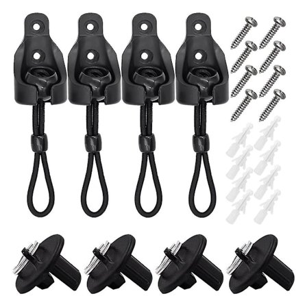 Reservedeler Rullegardin Hardware Bungee Kit og End Caps Shade Tie Downs for Utendørs Rullegardin Solskjerming 4Pack