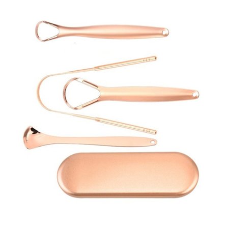 4 st Tungskrapor i rostfritt stål Elegant Roséguld Tungskrapa med etui